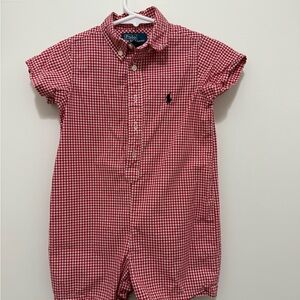 Ralph Lauren Kids Red Checkered Romper
